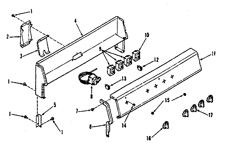 Kenmore 9116228710 backguard section for model no. 911.6228710 diagram