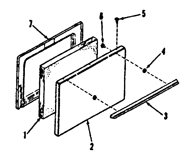 Kenmore 9116228710 oven door section for model no. 911.6228710 diagram