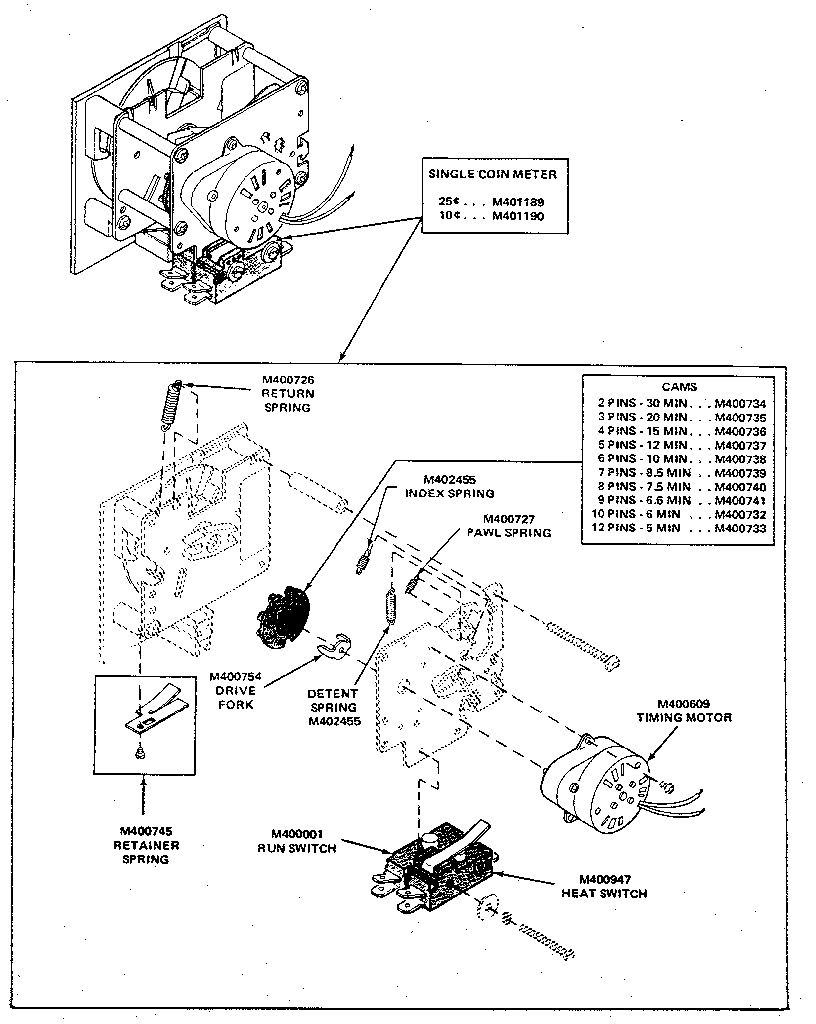 Kenmore 99965CG single coin meter diagram