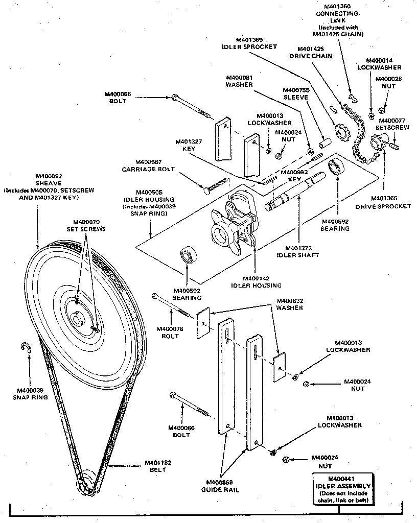 Kenmore 99965CG idler drive components diagram