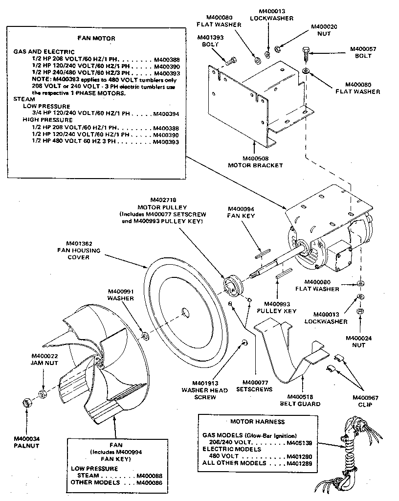 Kenmore 99965CG fan and motor assembly diagram