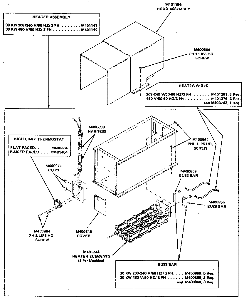 Kenmore 99965CG electric heater assembly diagram