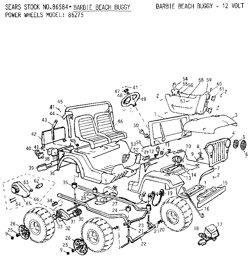 Power Wheels PP100 barbie beach buggy diagram