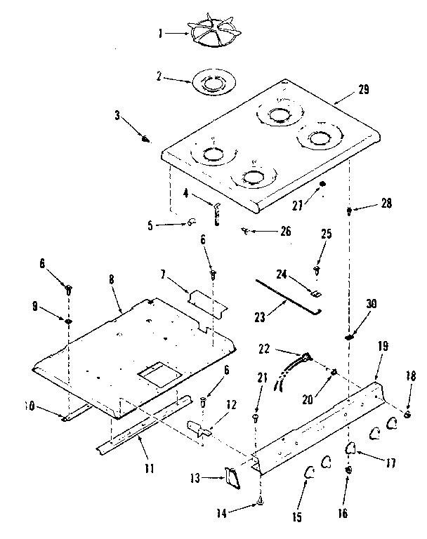 Kenmore 9117398610 main top section diagram