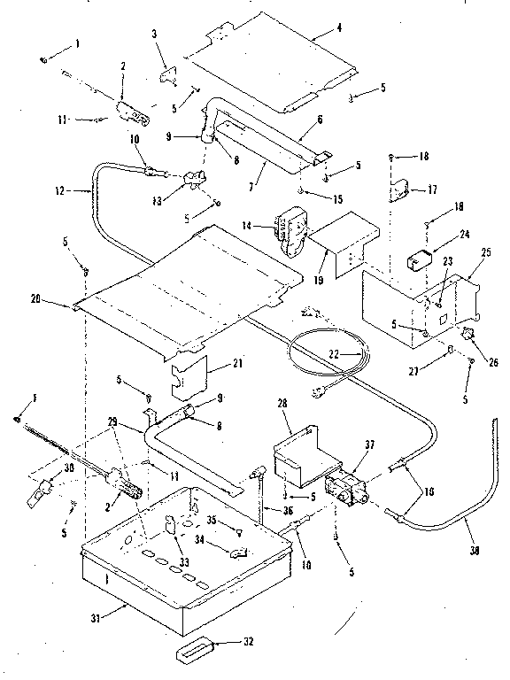 Kenmore 9117398610 broiler & oven burner section diagram