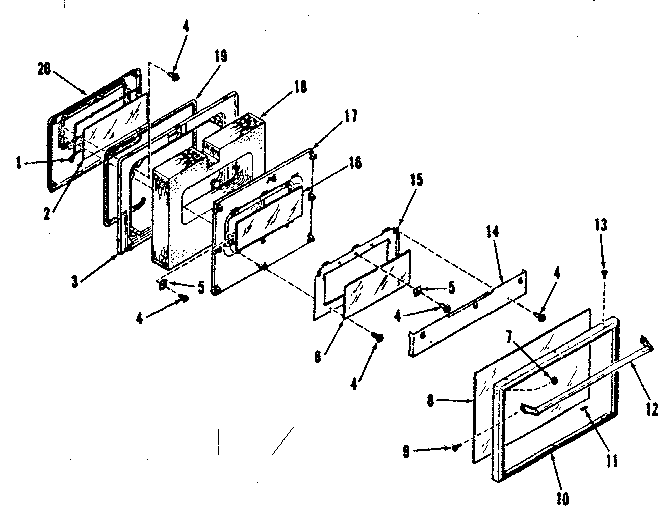 Kenmore 9117398610 oven door section diagram