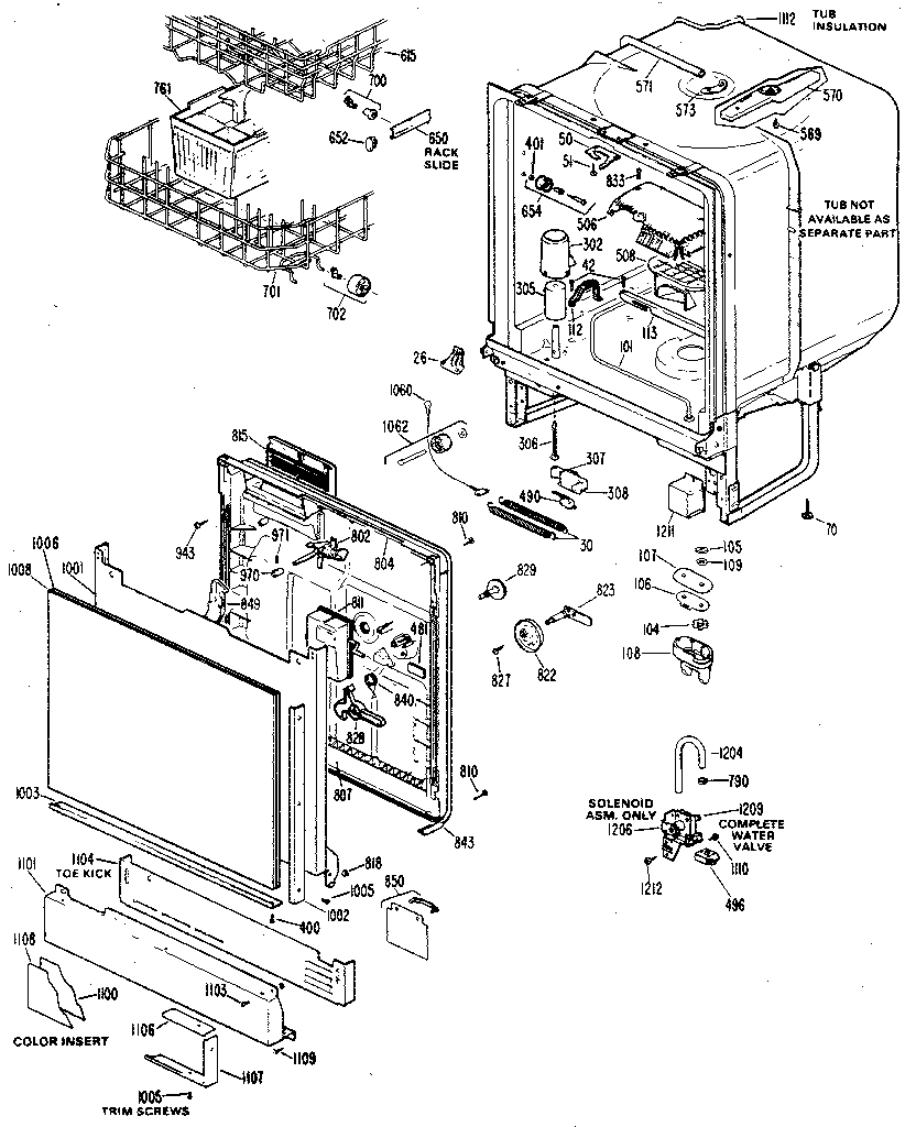 GE GSD580G-02 tub and door assembly diagram