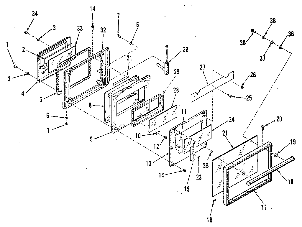 Kenmore 2784298892 oven door section diagram