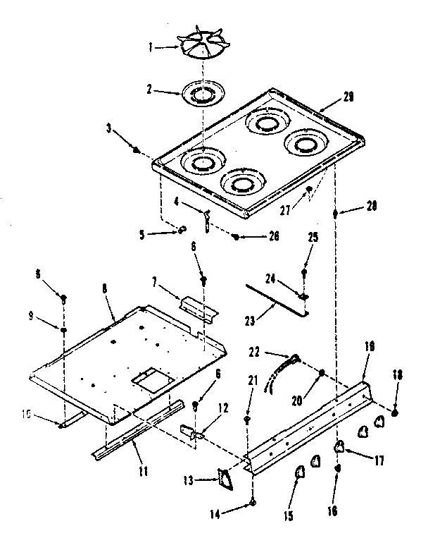 Kenmore 9117898514 main top section diagram