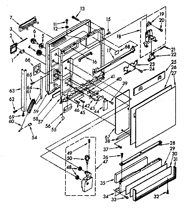 Kenmore 6651678581 door and toe panel diagram