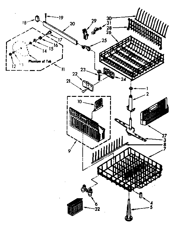 Kenmore 6651678581 dishrack diagram