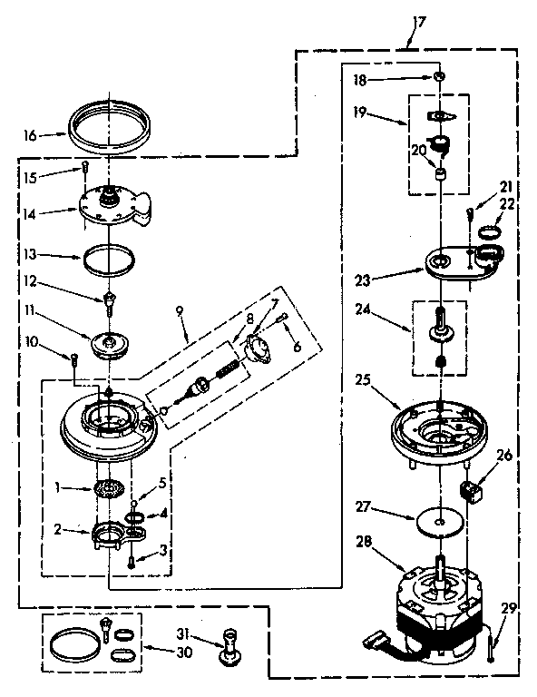 Kenmore 6651779581 pump and motor parts diagram