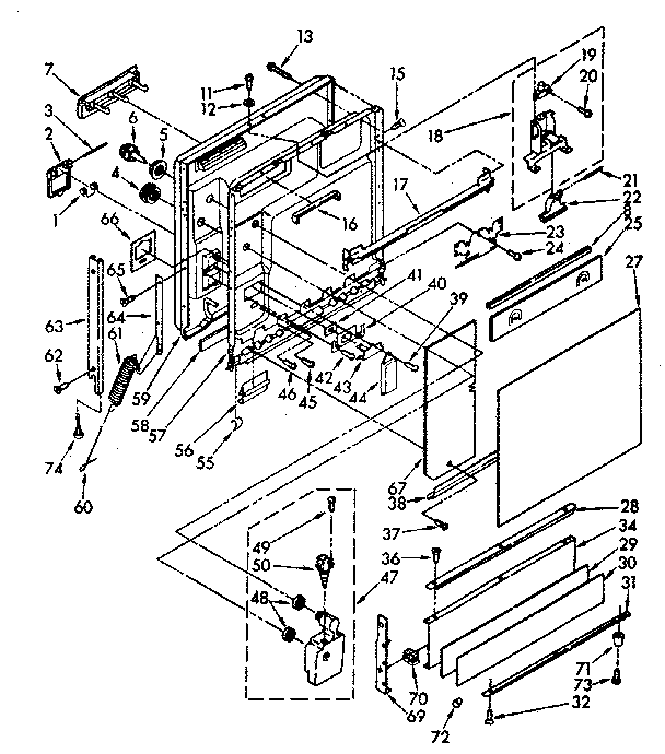 Kenmore 6651779581 door and toe panel parts diagram