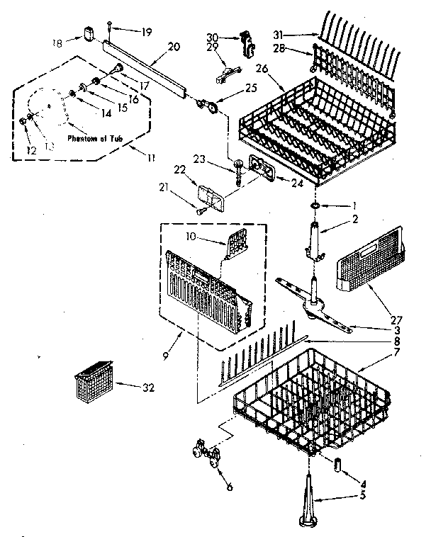 Kenmore 6651779581 dishrack parts diagram