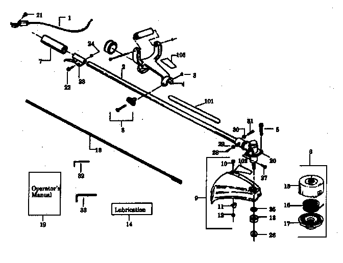 Craftsman 358797140 drive shaft and cutting head diagram