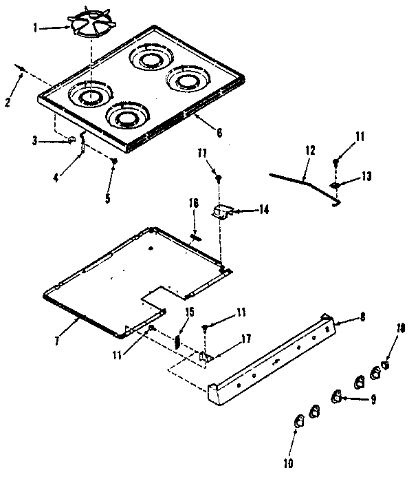 Kenmore 9117318810 main top section diagram