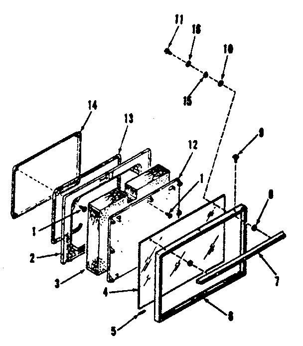 Kenmore 9117318810 oven door section diagram