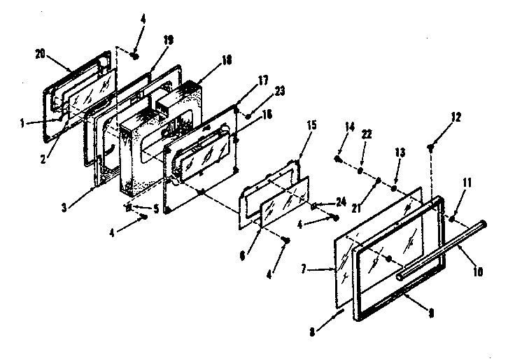 Kenmore 9119858710 oven door section diagram