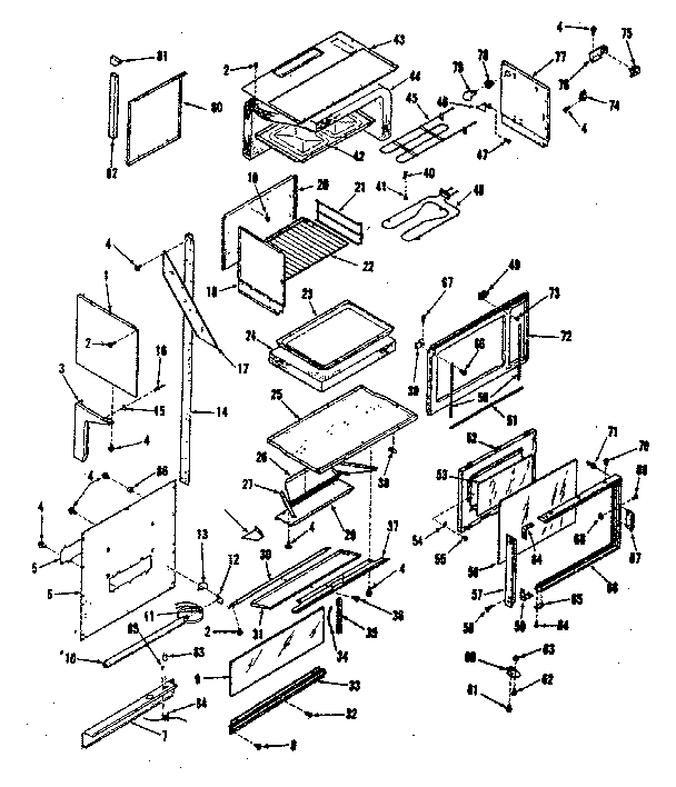 Kenmore 9119858710 illustration for upper body section diagram