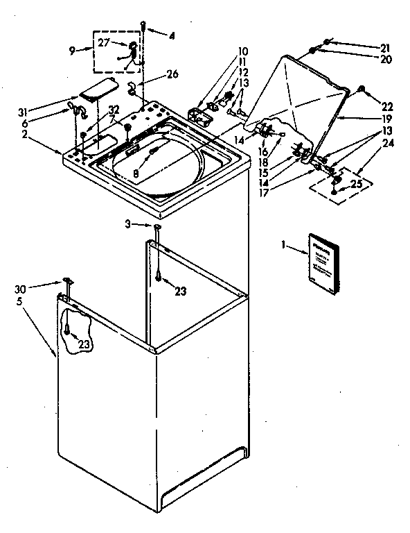 Kenmore 11082692830 top and cabinet parts diagram
