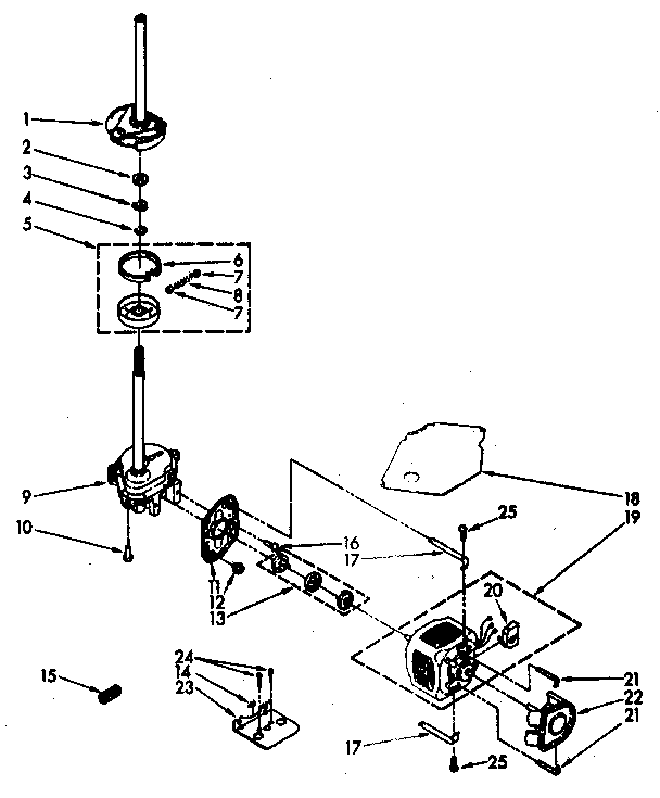 Kenmore 11082692830 brake, clutch, gearcase, motor and pump parts diagram