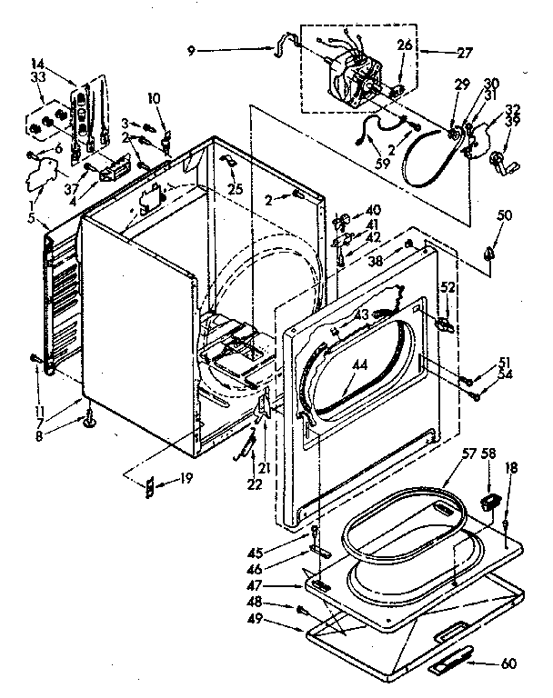 Kenmore 11086692720 cabinet parts diagram