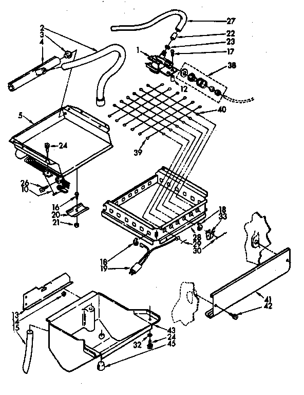 Kenmore 1988814834 evaporator, ice cutter grid and water parts diagram