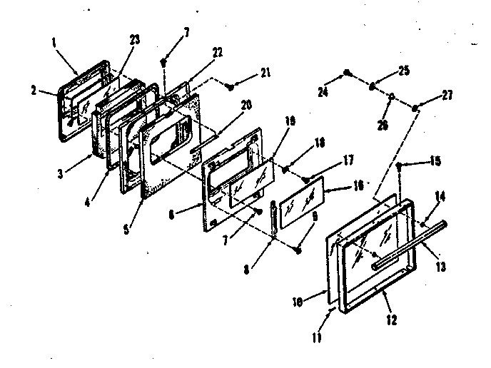 Kenmore 2784038890 oven door section diagram