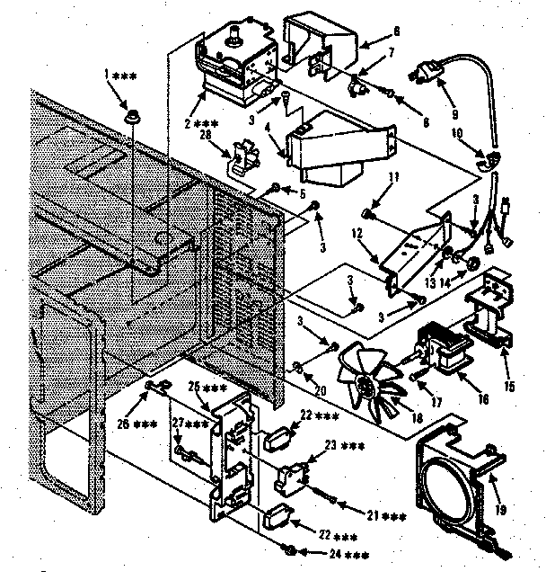 Kenmore 5648824581 switches and microwave parts diagram