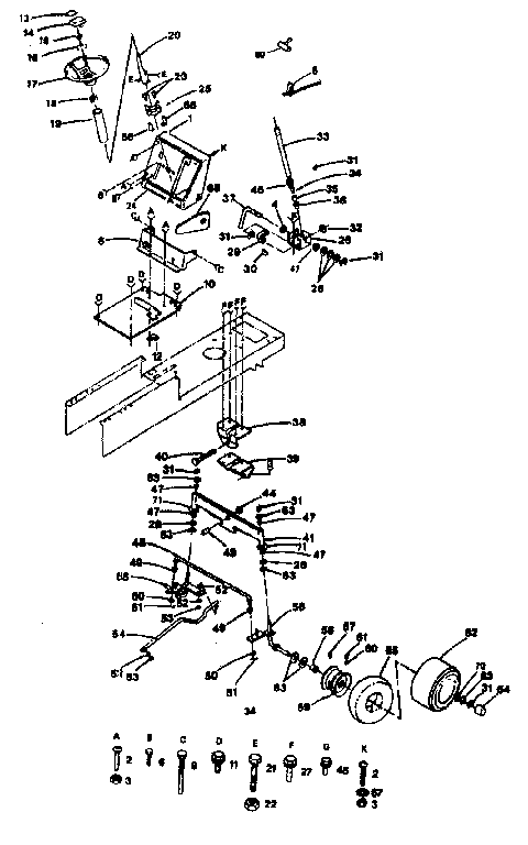 Craftsman 917254244 steering and front axle diagram