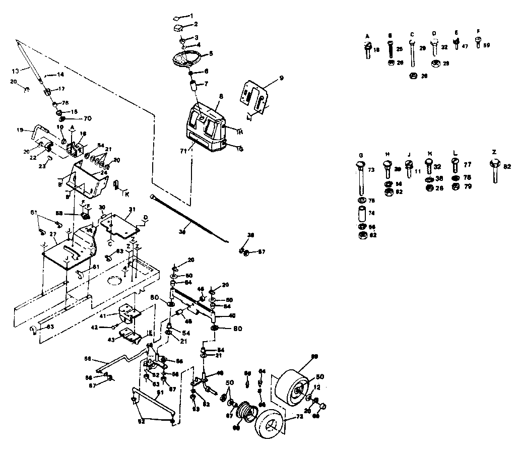 Craftsman 917254311-1987 steering assembly diagram