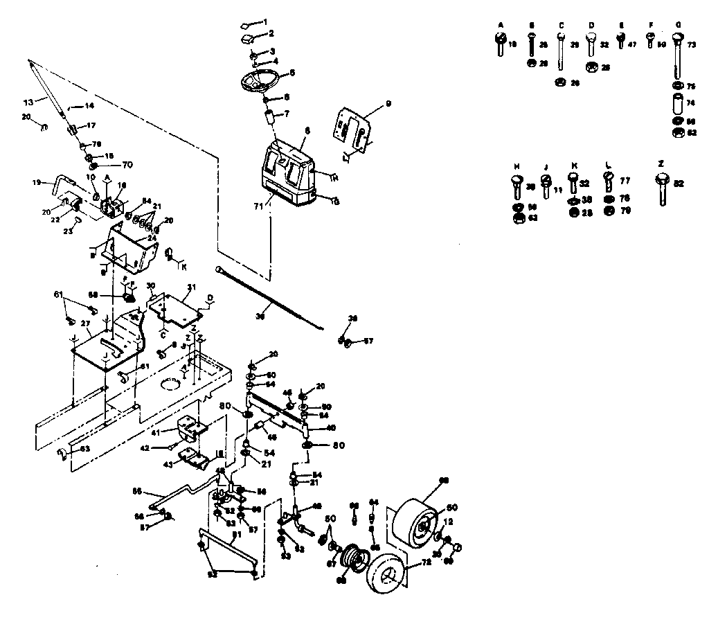 Craftsman 917254312 steering assembly diagram