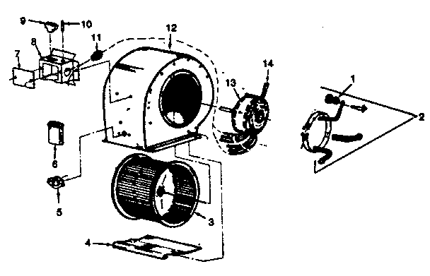 ICP NDOD112DF02 blower assembly diagram