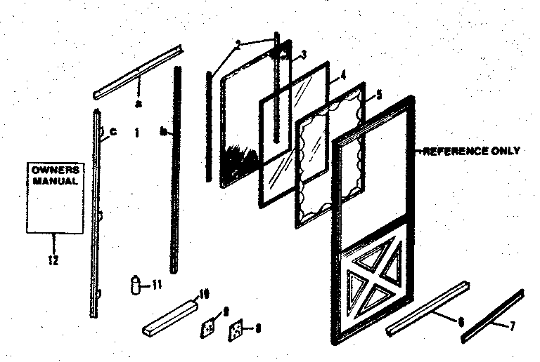 Sears 65665226100 replacement parts/ half door with lower x diagram