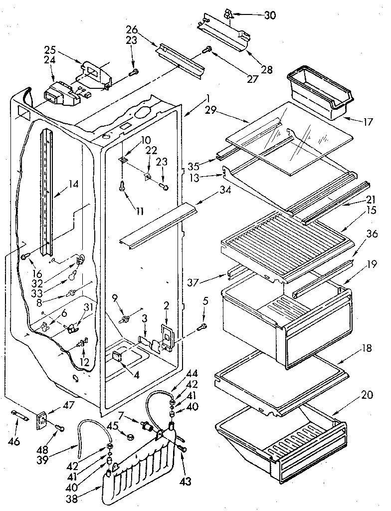 Kenmore 1068582710 refrigerator liner parts diagram