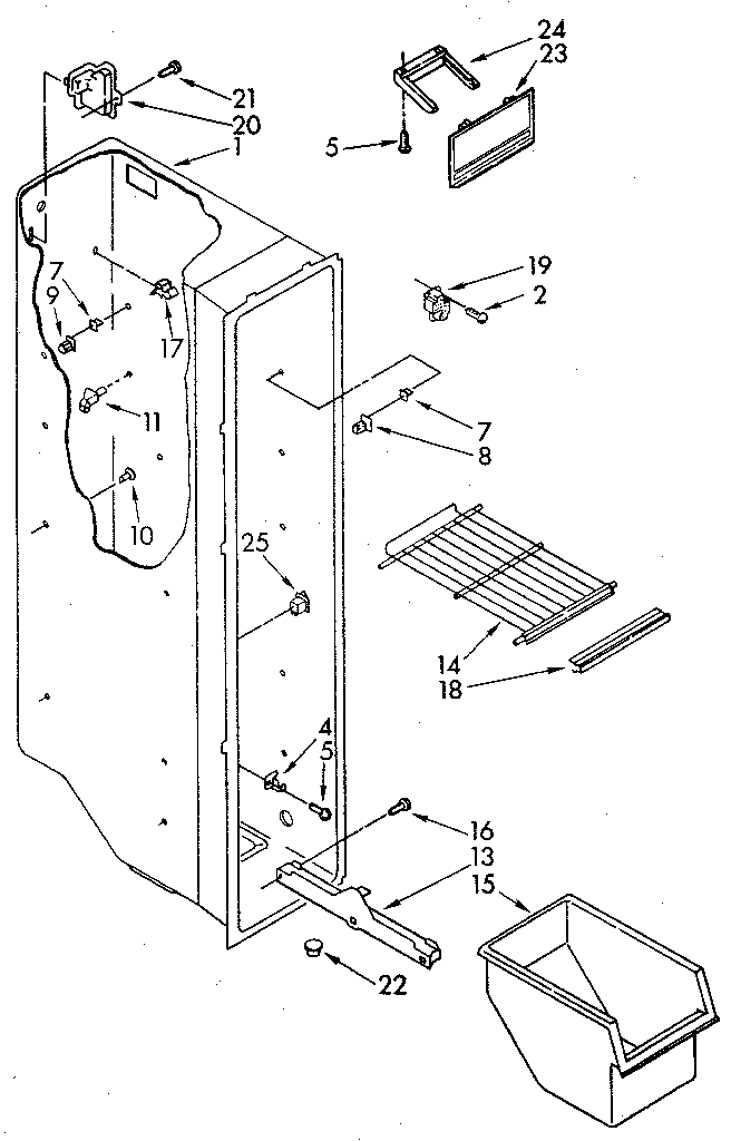 Kenmore 1068582710 freezer liner parts diagram