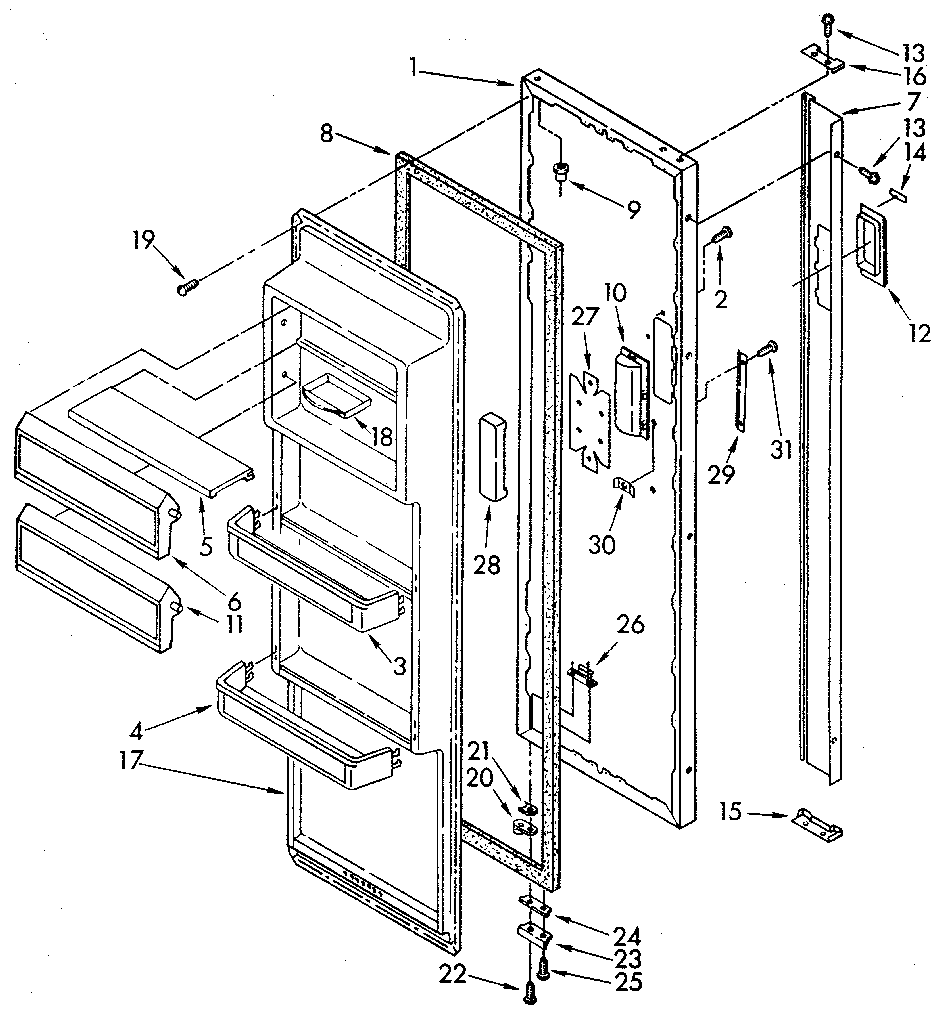 Kenmore 1068582710 refrigerator door parts diagram