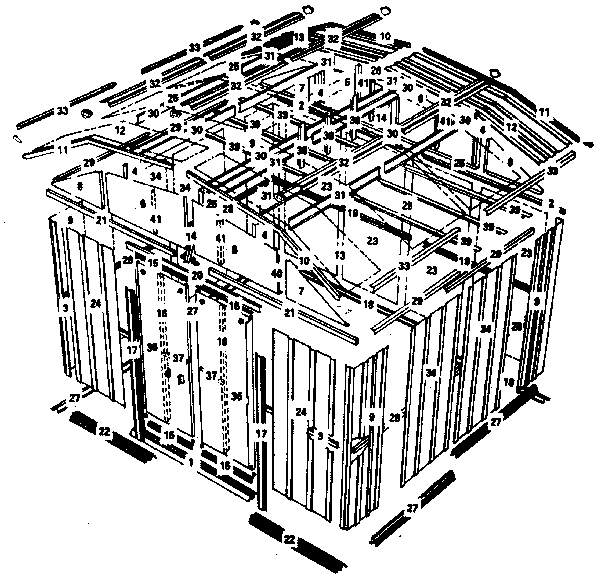 Sears 69768433 model no. 697.684331 10'x9' storage building diagram