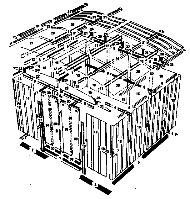 Sears 697686410 model no. 697.686411 10'x9' storage building diagram