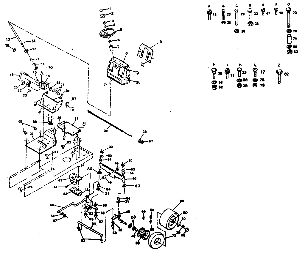 Craftsman 917254322-1987 steering assembly diagram