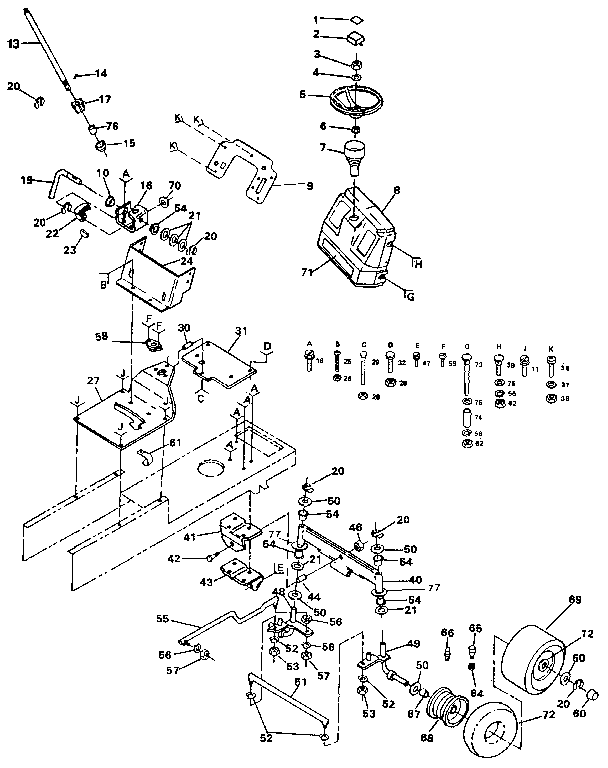 Craftsman 917254551 steering assembly diagram