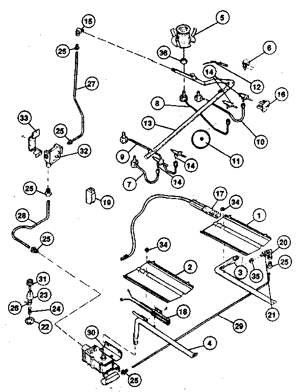 Kenmore 66328(1988) burner section diagram