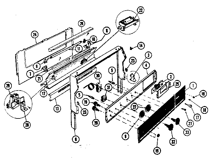 Tappan 30-3988-01 backguard section diagram