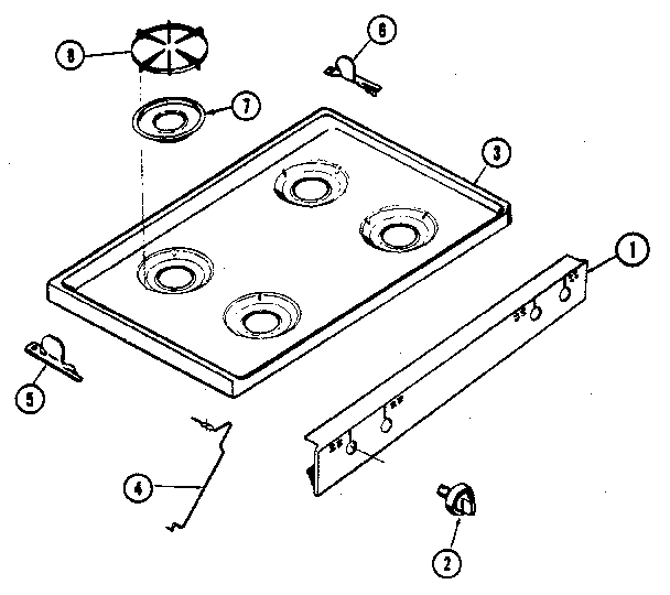 Tappan 30-3988-01 main top section diagram