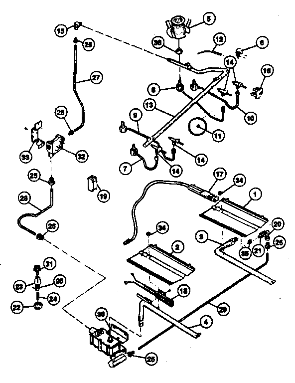 Kenmore 66341(1988) burner section diagram