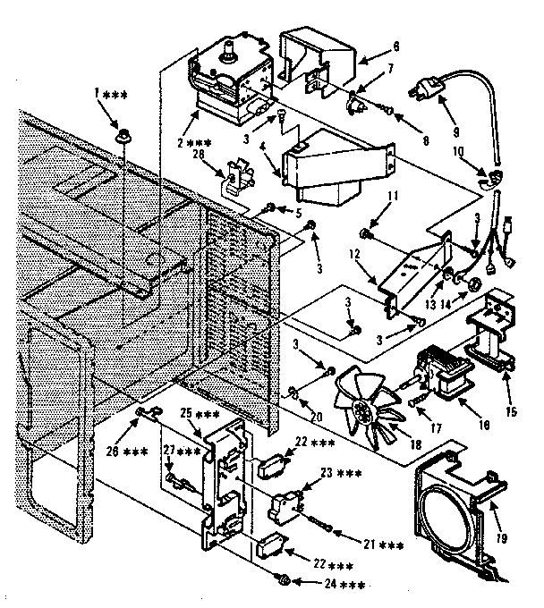 Kenmore 5648824681 switches and microwave parts diagram