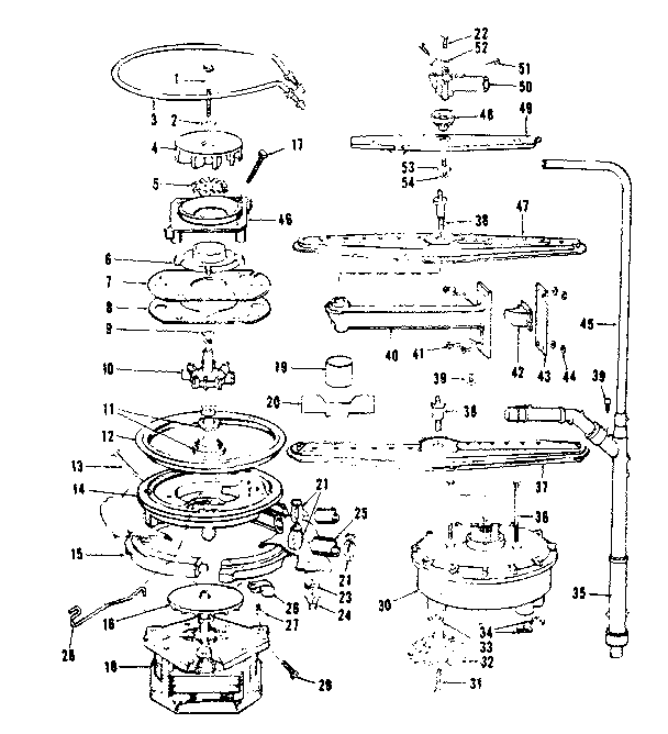 Kenmore 5871486585 motor, heater, and spray arm details diagram