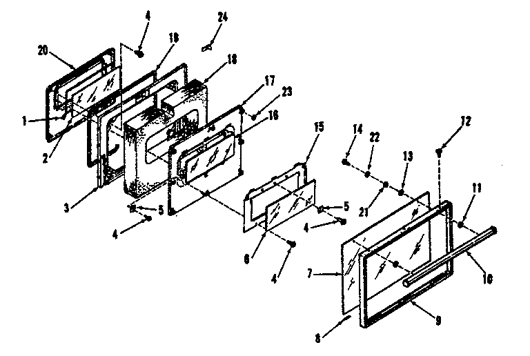 Kenmore 9114558890 oven door section diagram