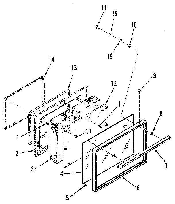 Kenmore 9116428810 oven door section diagram