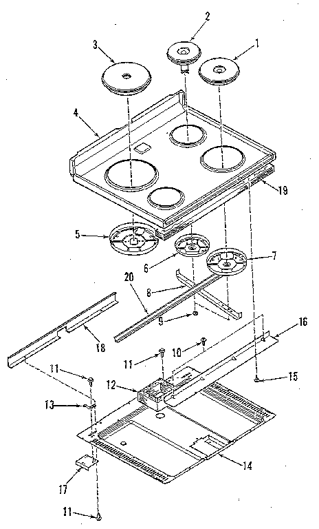 Kenmore 9119398710 main top section diagram